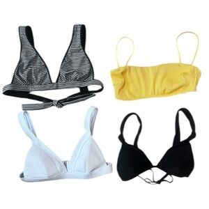 Bundle 4 Bikini Tops Size Small Black White Stripe Yellow Hollister and Marysia